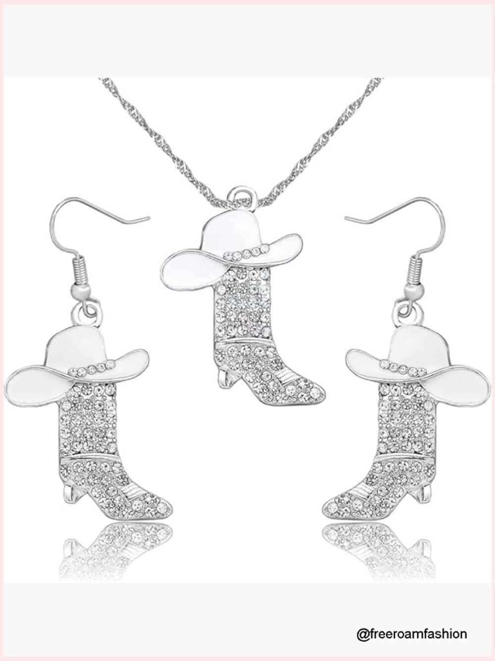 Sparkly Rhinestone Cowgirl Earrings and Necklace Set